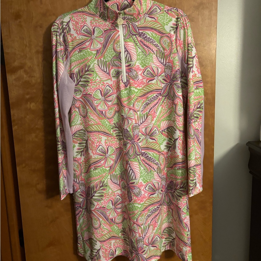 Floral Long-Sleeve Dress with Zipper